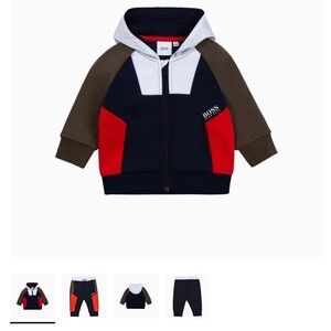 2 Piece Hugo BOSS Kids Color block Tracksuit Set Navy, Red, Brown 6 Months